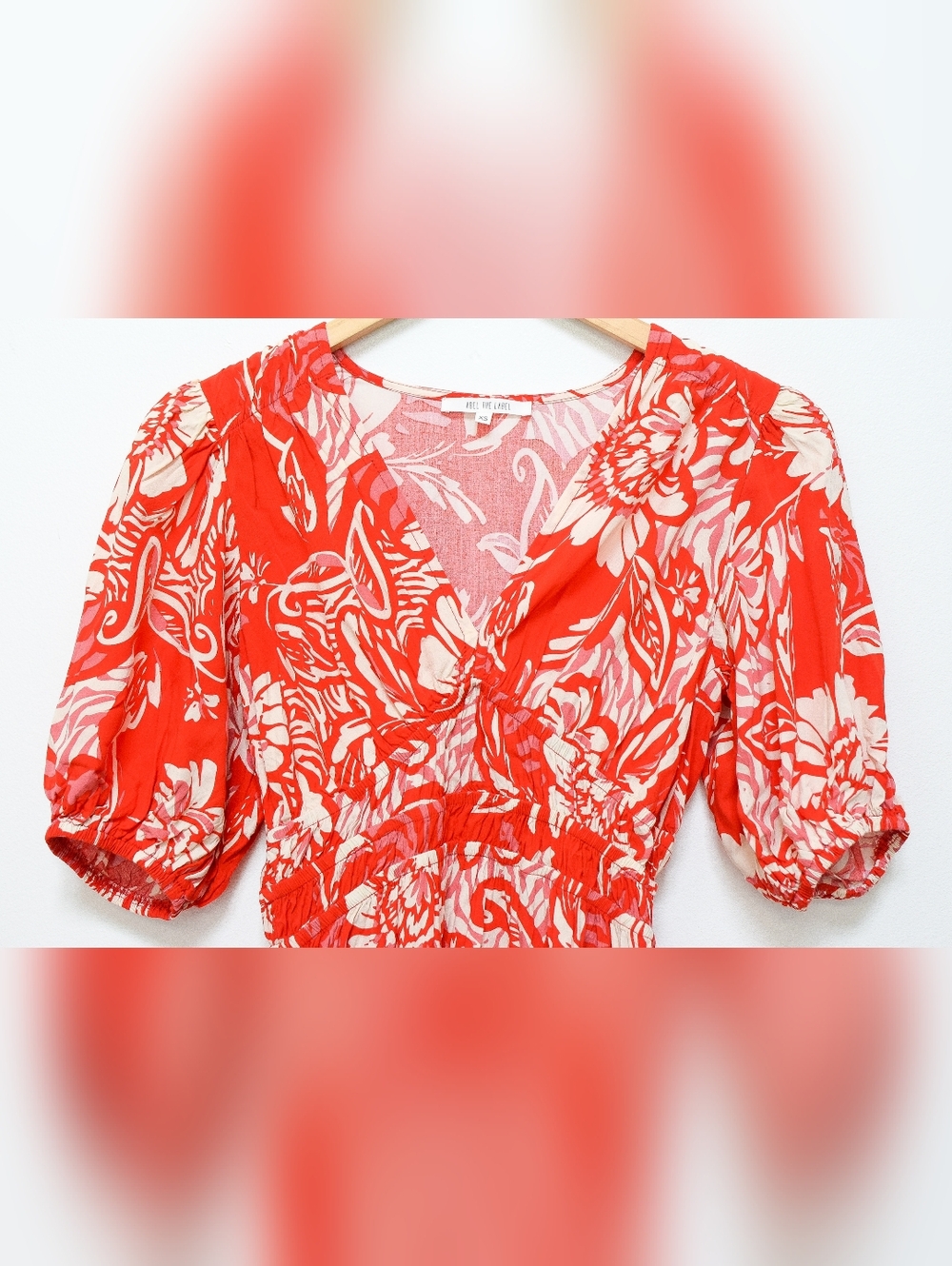 Anthropologie Abel The Label Red Floral Mini Dress Sundress Sz XS Boho Tropical - Picture 3 of 10